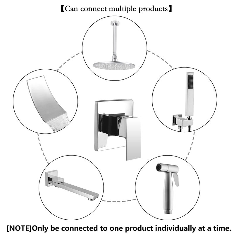 SKOWLL Shower Valve Kit Wall Mount Shower Mixing Valve Kit Brass Body Rough-In Valve Trim Kit, Polished Chrome Single Handle Control Valves Kit - Image 4